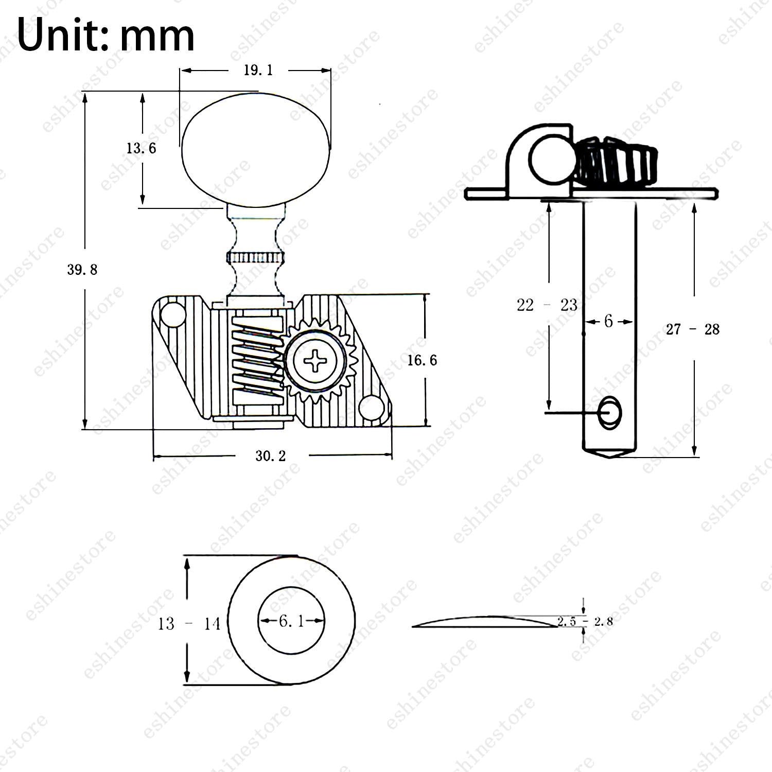 1L/1R/3L3R Open-Gear Tuning Peg 1:15 Ratio Single Hole Tuner for Acoustic Guitar