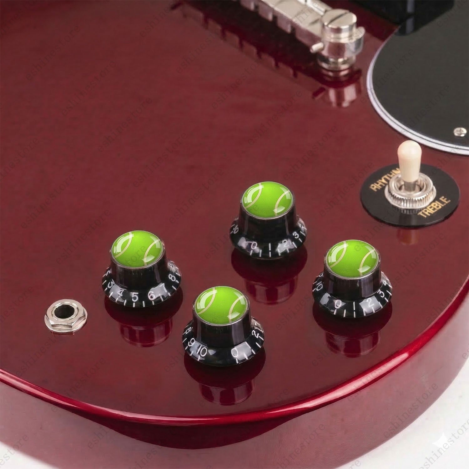 Electric Guitar Reflector Knob w/ Tennis Design Cap Top Hat Knob for Les Paul SG