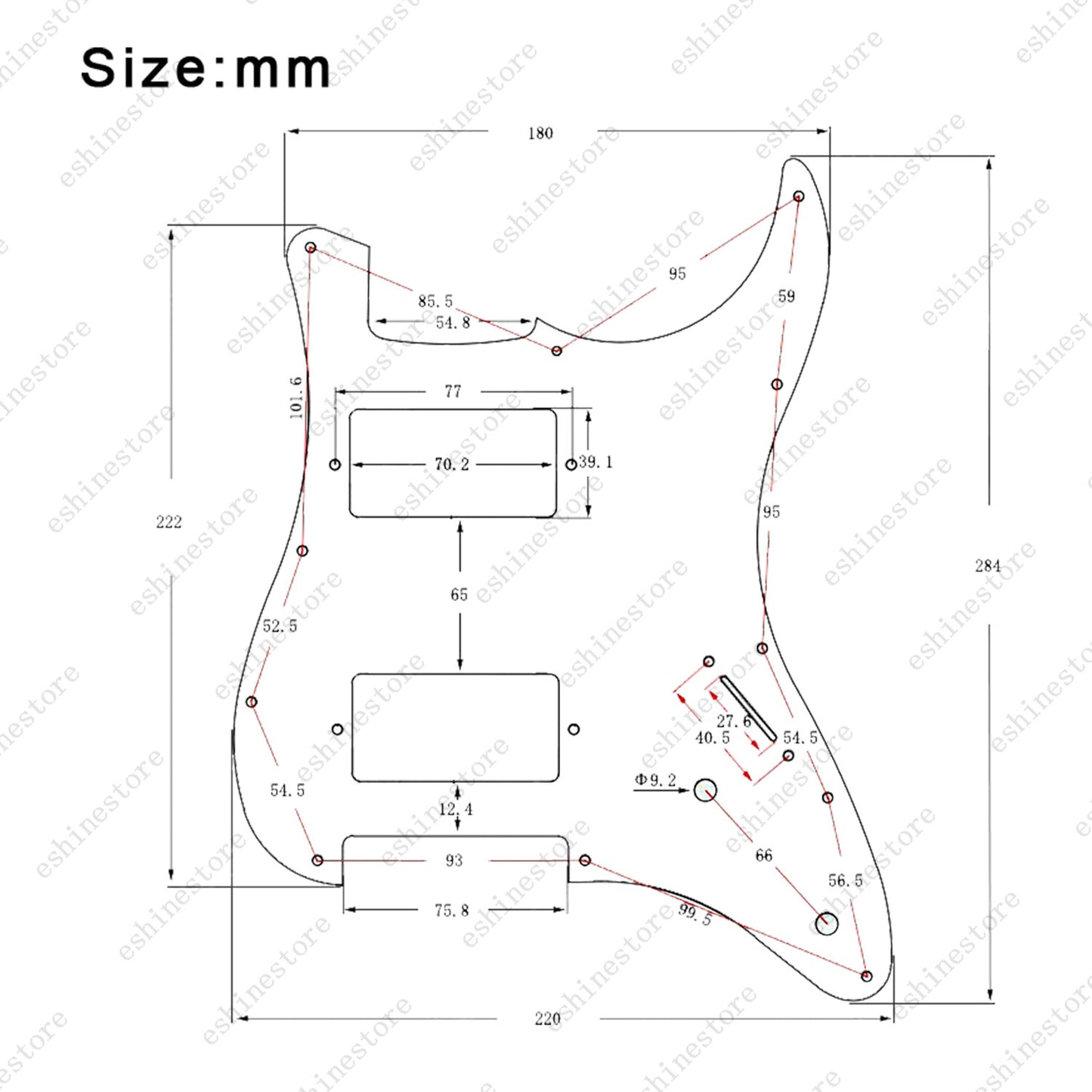 11 Hole HH Metal Guitar Pickguard Aluminum For ST Strat Electric guitar 5 color