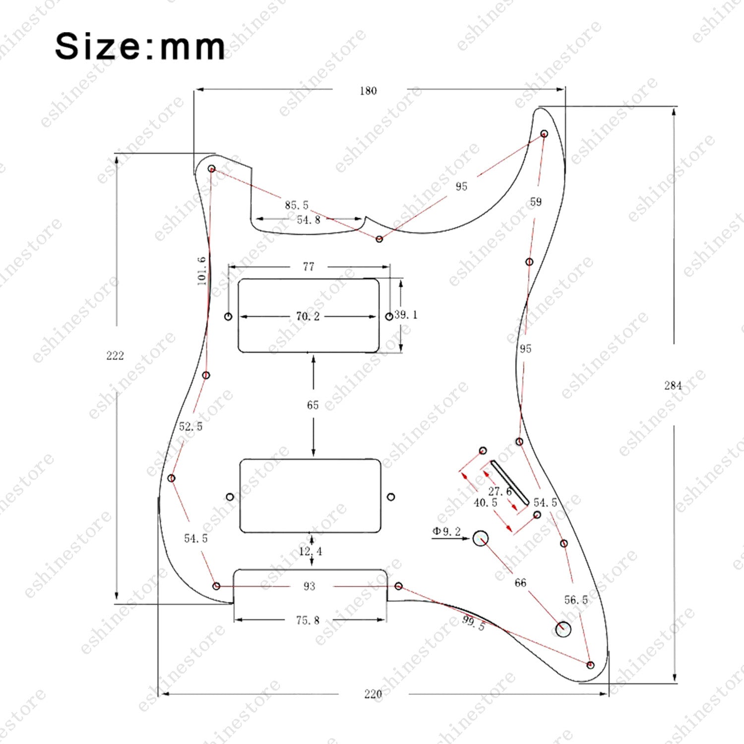 11 Hole HH Metal Guitar Pickguard Aluminum For ST Strat Electric guitar 5 color