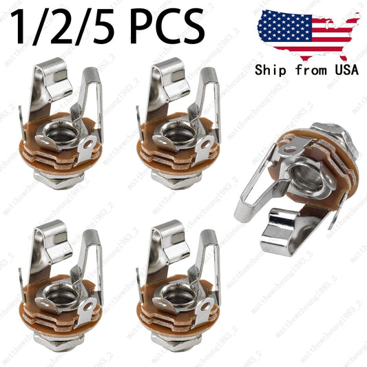 1/2/5 x Electric Guitar Bass 1/4'' 6.35mm Stereo Input Output Jack Socket-Nickel