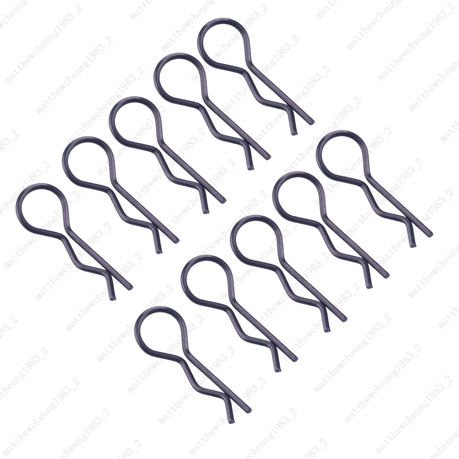 30mm×13mm 10-Pack 1:8 RC Metal R-Clips Black/Silver – Reliable RC Fasteners