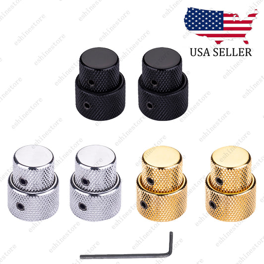 2Pcs Metal Dual Concentric Stacked Control Knobs for Electric Bass Guitars