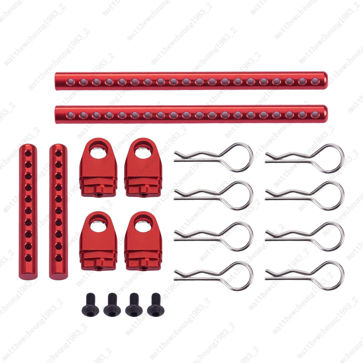 1/10 Red Upgrade Aluminum Body Post Kit for  TT02 - Easy Install + Full Parts