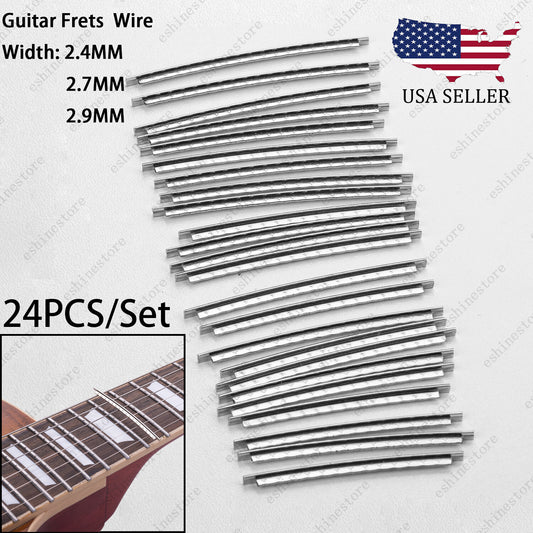 24Pcs Electric Guitar/Bass Pre-Cut Fret Wire Set 2.4/2.7/2.9mm Cupronickel