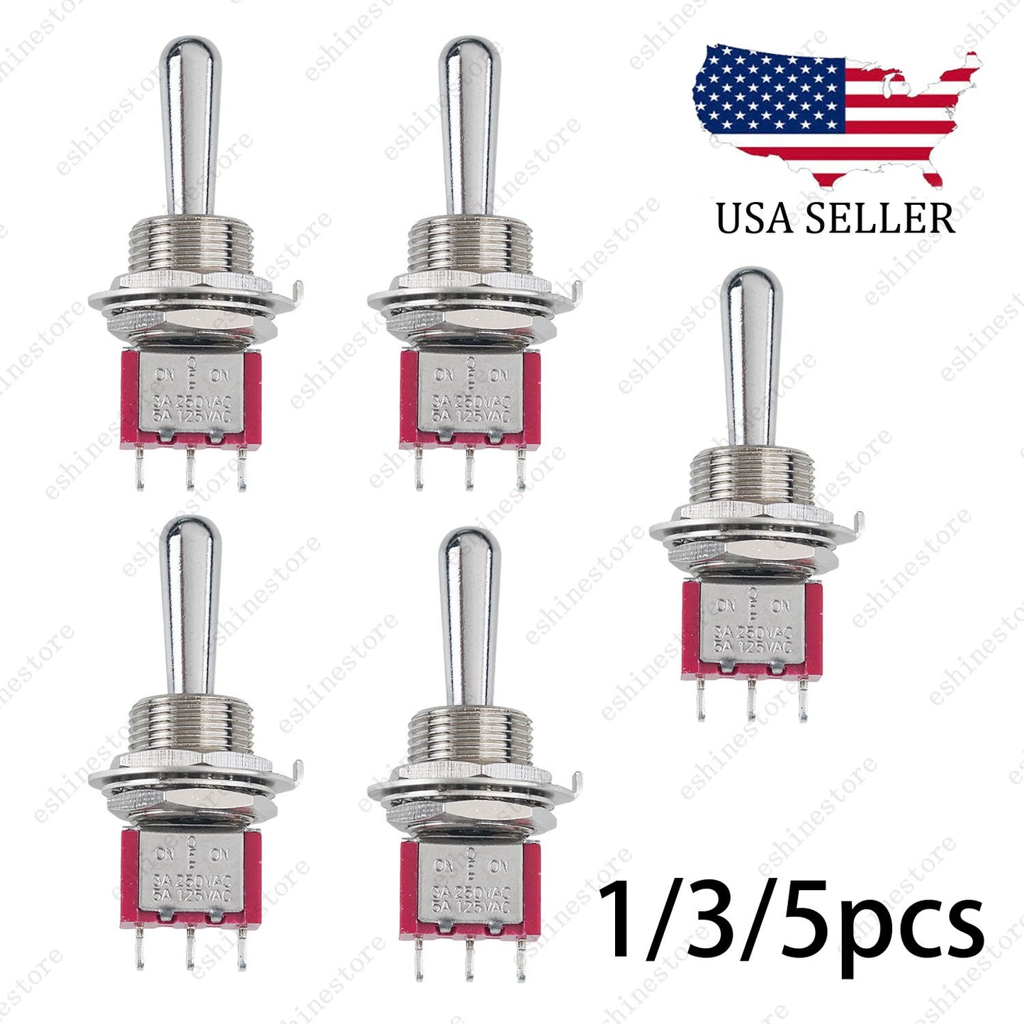 1/3/5pcs Guitar/AMP Long Fat Bat Toggle Switch SPDT 3Pin 3-Way ON OFF ON Sealed