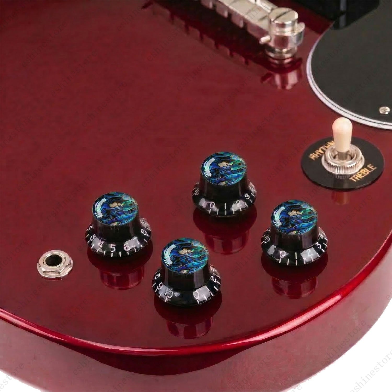 Guitar Reflector Knob with Seashell Pattern Cap Top Hat Knob for Les Paul SG -06