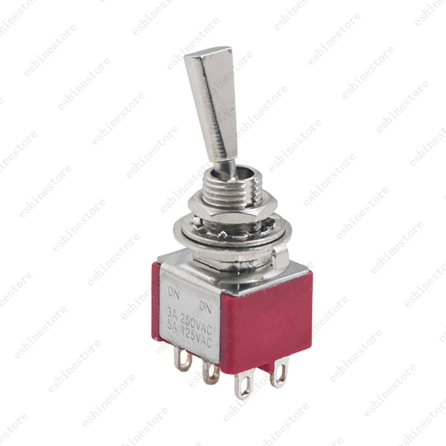 Guitar Flat Lever DPDT 2-Way 6 Pin ON ON Mini Toggle Switch for Split Coil - RED