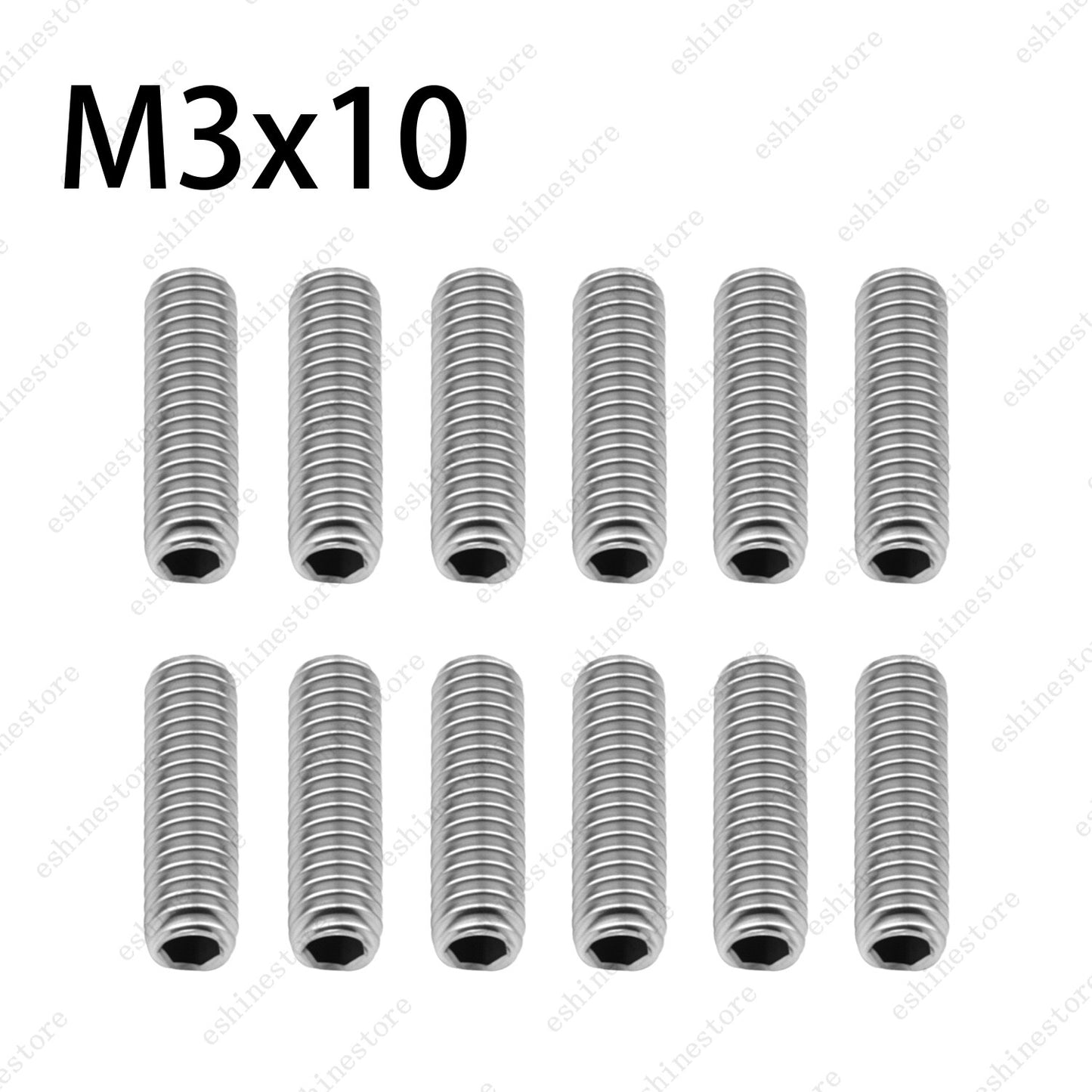 M3x6-12mm Guitar Bridge Height Adjustment Screws 12pcs - Chrome Stainless Steel
