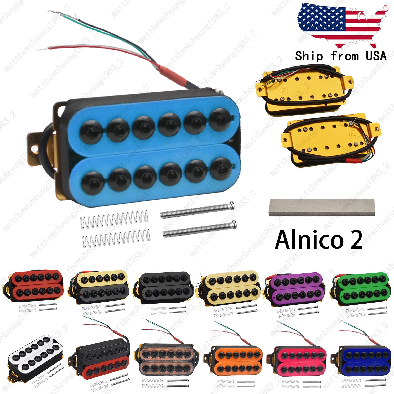 Umbrella-Head Vintage Alnico II Humbucker Pickup - Dual Coil for Electric Guitar