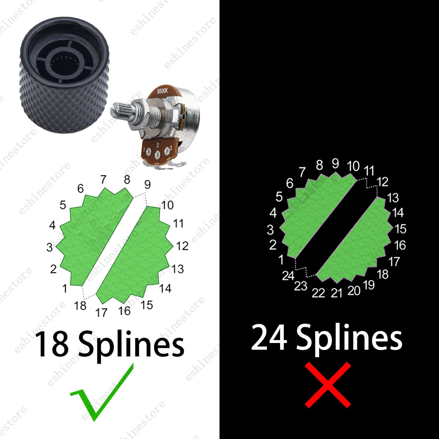 3 Pcs Metal Guitar 6mm Shaft Screw Volume Tone Knobs For Fender SQ Stratocaster