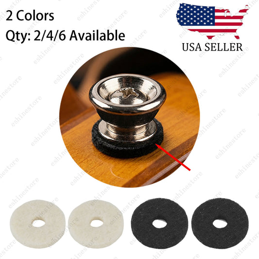2/4/6 Pcs Strap Locks & Buttons Felt Washers for Electric Guitar & Bass 2 Colors