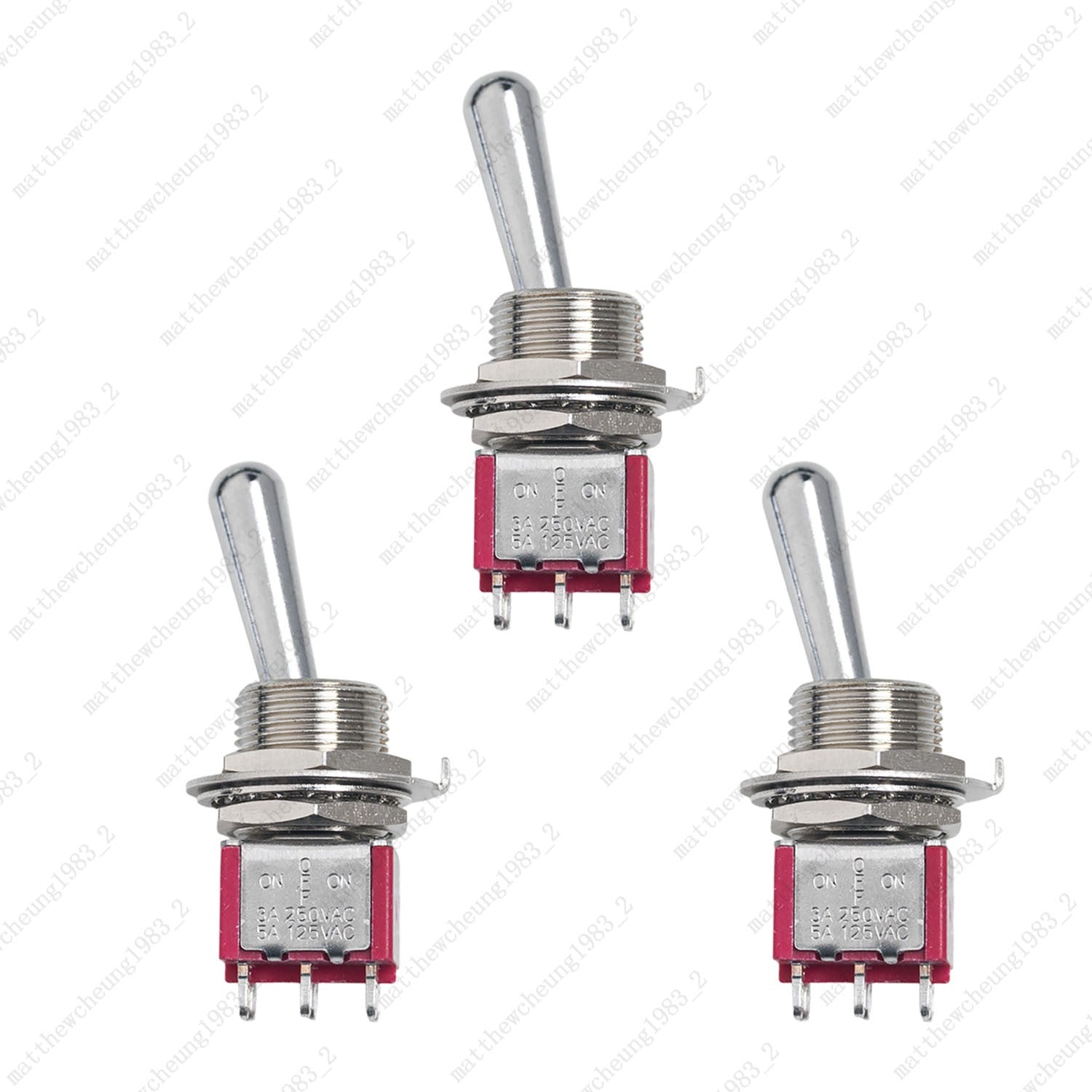 1/3/5 x Guitar/AMP Fat Bat Toggle Switch DPDT 6Pin 3-Position ON-OFF-ON Sealed