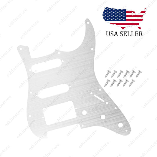 11-Hole Metal Matte Aluminum Anodized ST HSS Pickguard For Fender Strat Chrome