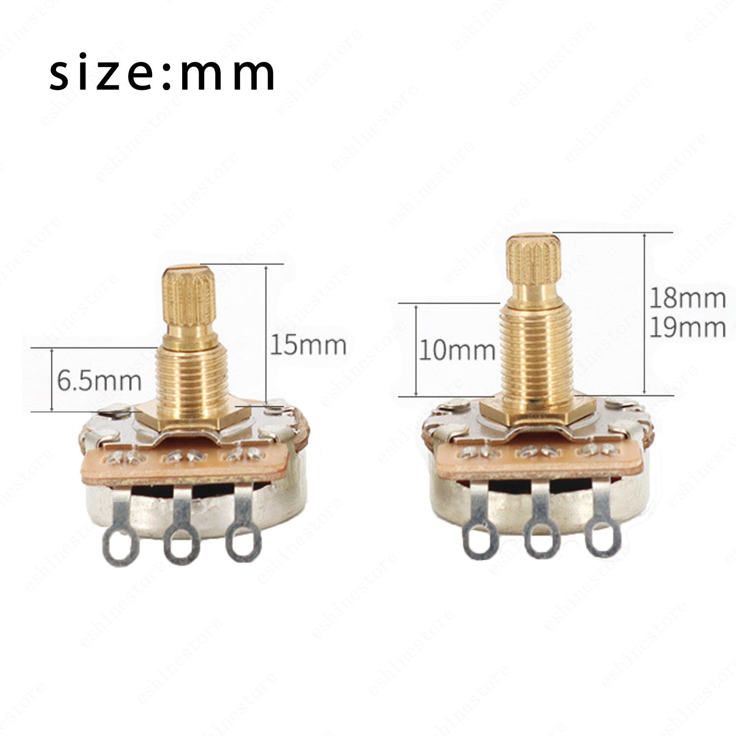 Guitar Potentiometers Pots Volume Tone A250k/B250k/A500k/B500k Brass Short Shaft