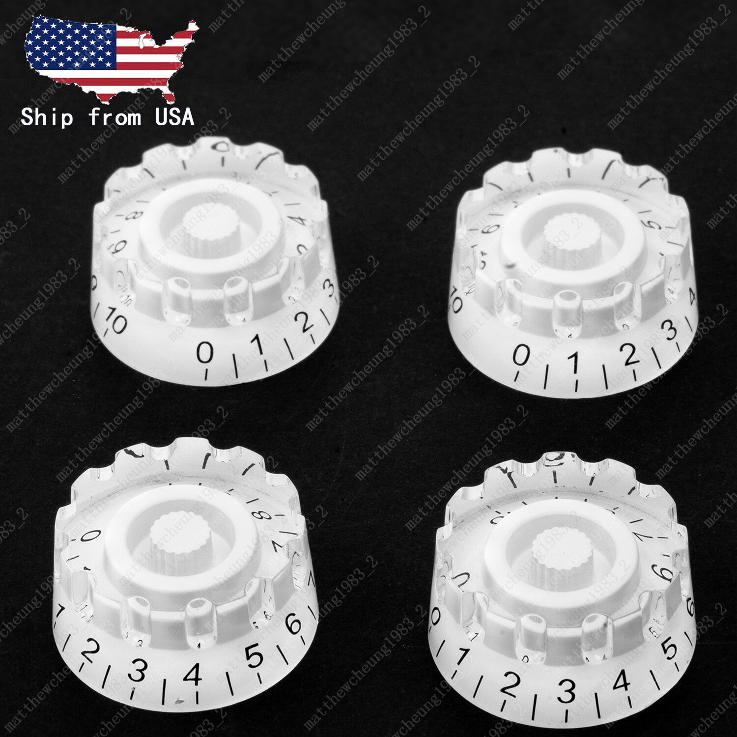 4x White LP Guitar Knurled Control Knobs Speed Metric Knob Fits Les Paul SG
