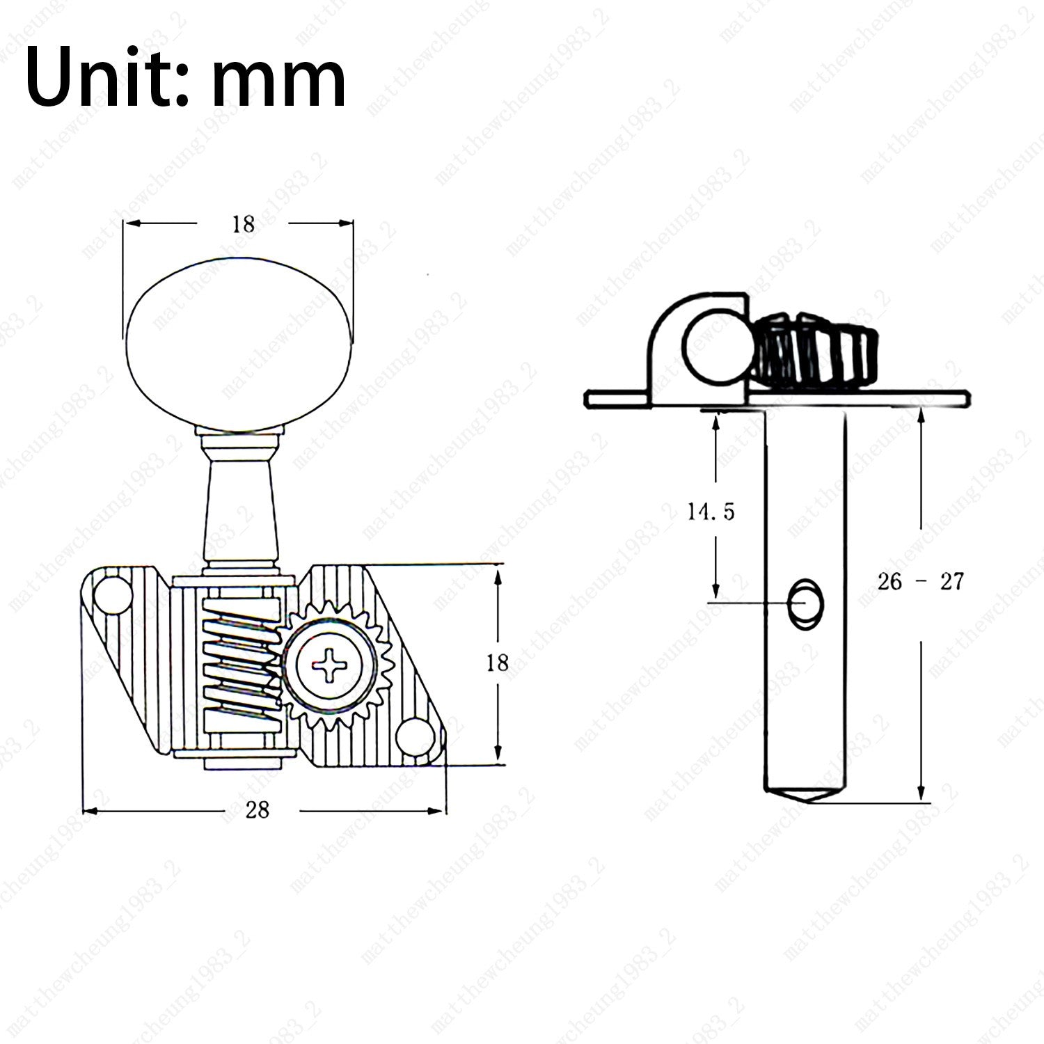 Open-Gear Guitar Machine Heads 1:15 Ratio for Acoustic Guitar- Small Oval Button