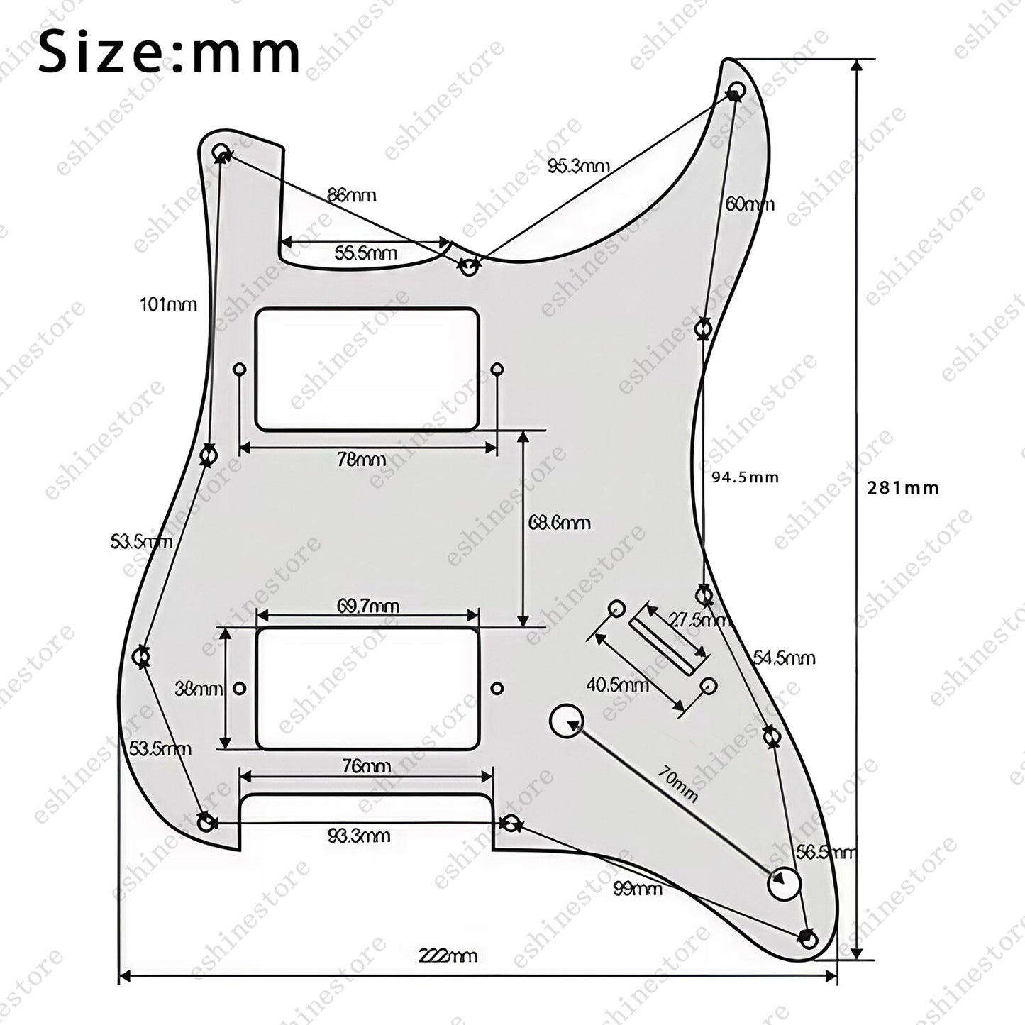 3Ply HH Loaded Prewired Guitar Pickguard Humbuckers Pickup Sets For ST Strat SQ