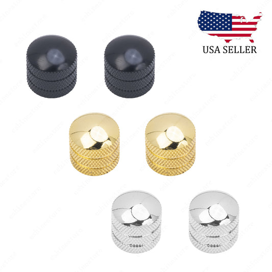 2 Pcs Dome Metal Guitar 6mm Shaft Volume Tone Knobs For Fender SQ Tele Strat