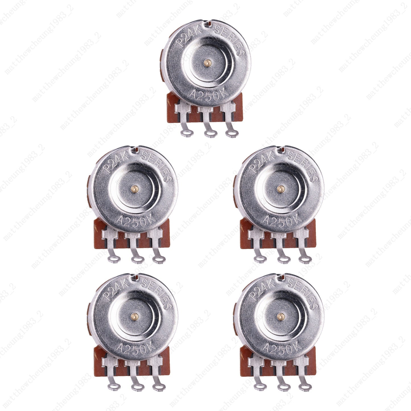 5 pcs A250K Guitar Potentiometers Brass 15mm Short Shaft Pot US 24 Spline Fine