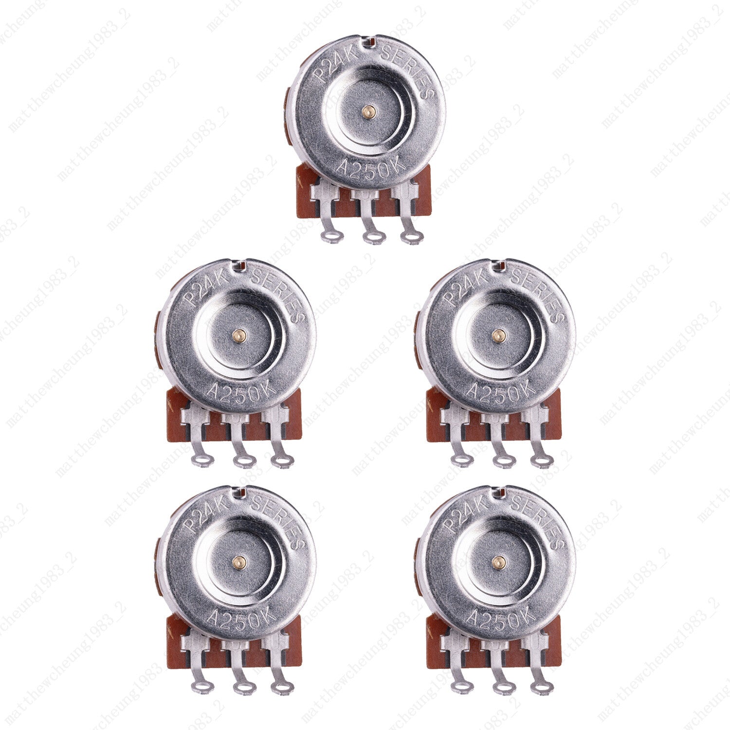 5 pcs A250K Guitar Potentiometers Brass 15mm Short Shaft Pot US 24 Spline Fine