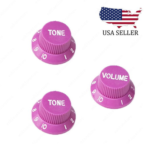 3x Purple/WhiteNumbers Electirc Guitar Knobs Volume Tone Knob fits Stratocaster