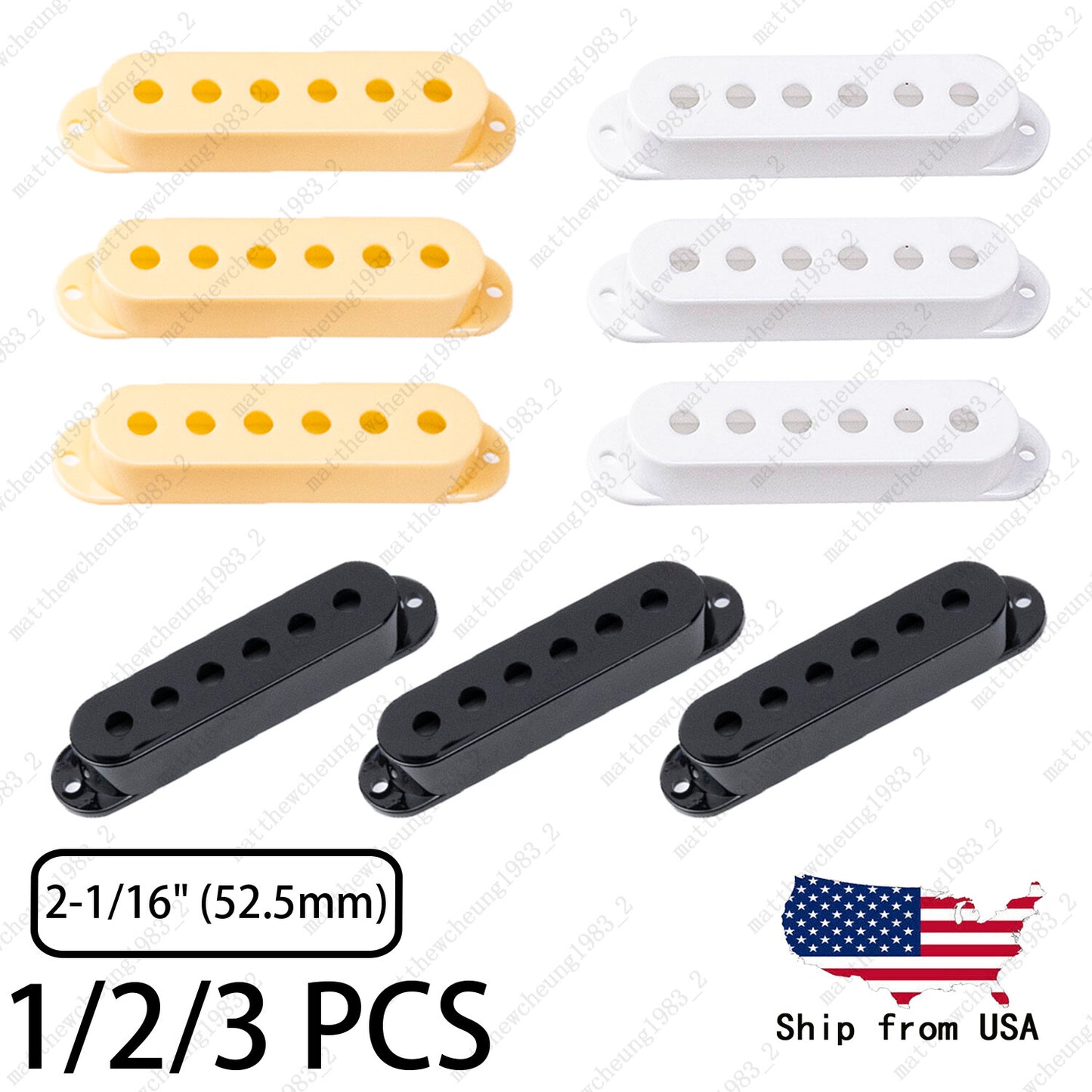 1/2/3Pcs Plastic Single Coil Pickup Covers For Fender MIM USA ST 2-1/16" 52.5mm