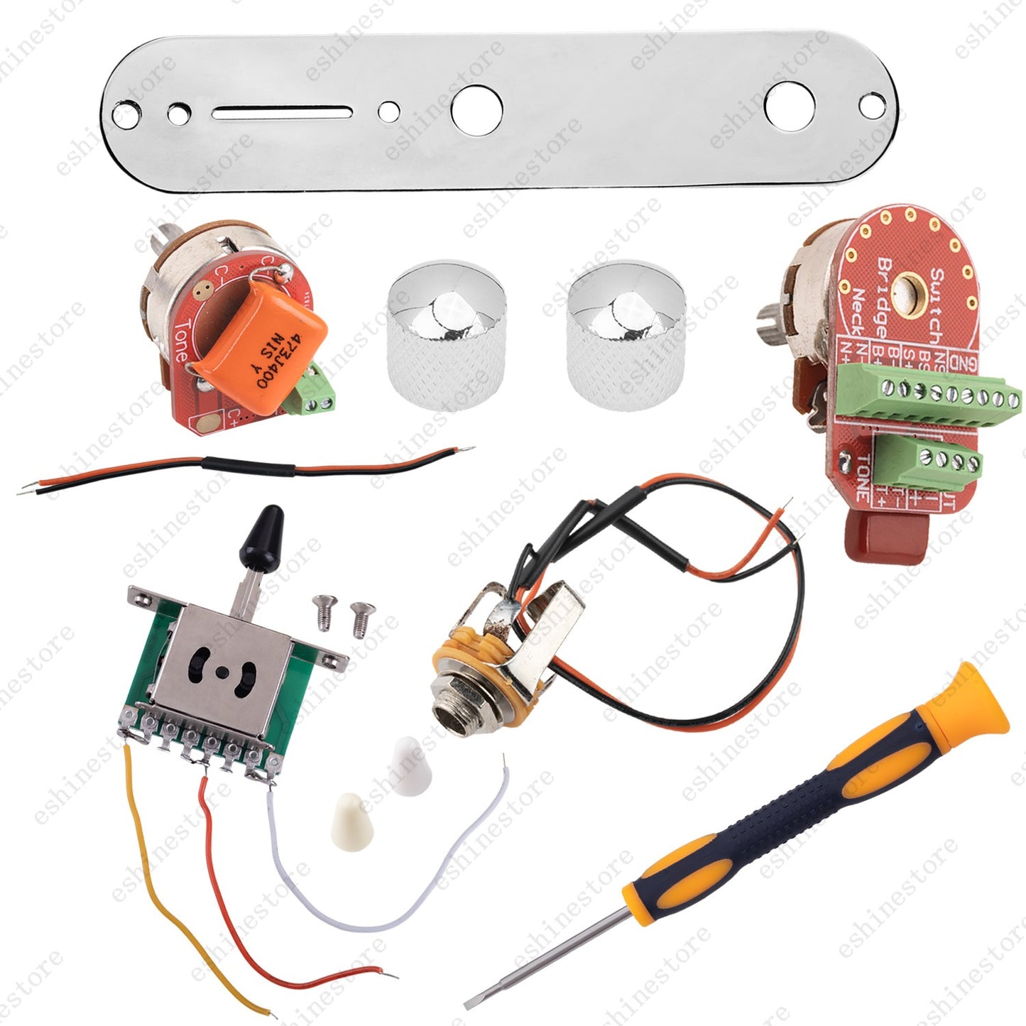 Solderless Loaded Control Plate Pre-Wired 3-Way Switch Wiring Harness for Tele