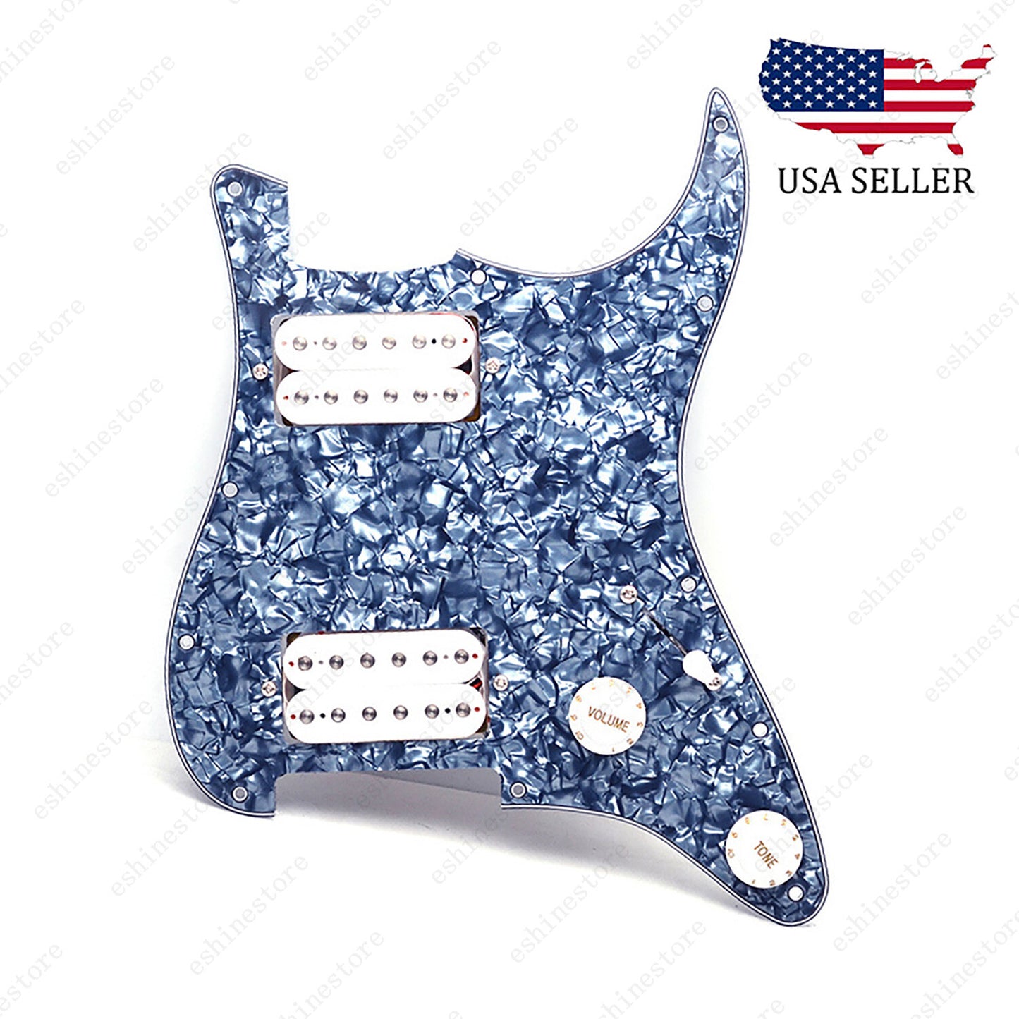 Loaded Strat Pickguard Prewired HH Pickguard with Ceramic Pickups Gray Pearl W
