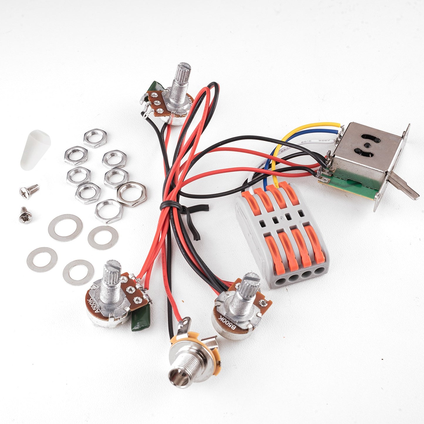 Guitar Wiring Harness Set Prewired 5-Way 2T1V A/B500K Pots for Stratocaster