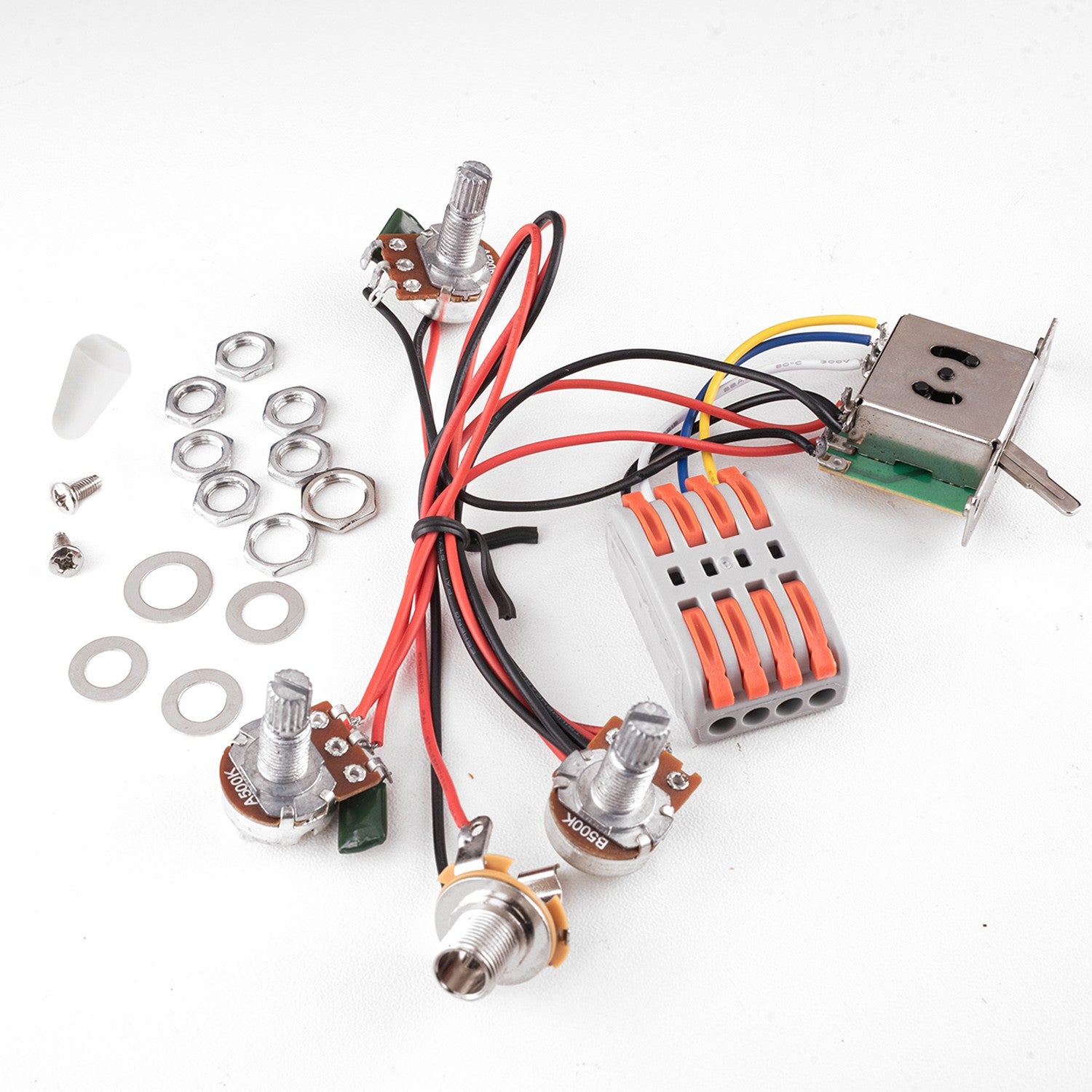 Guitar Wiring Harness Set Prewired 5-Way 2T1V A/B500K Pots for Stratocaster