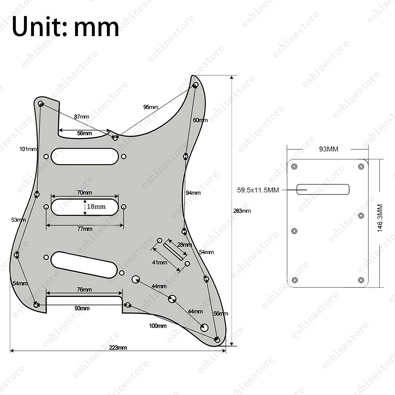 11 Hole SSS Metal Guitar Pickguard & Back Plate Aluminum For Stratocaster
