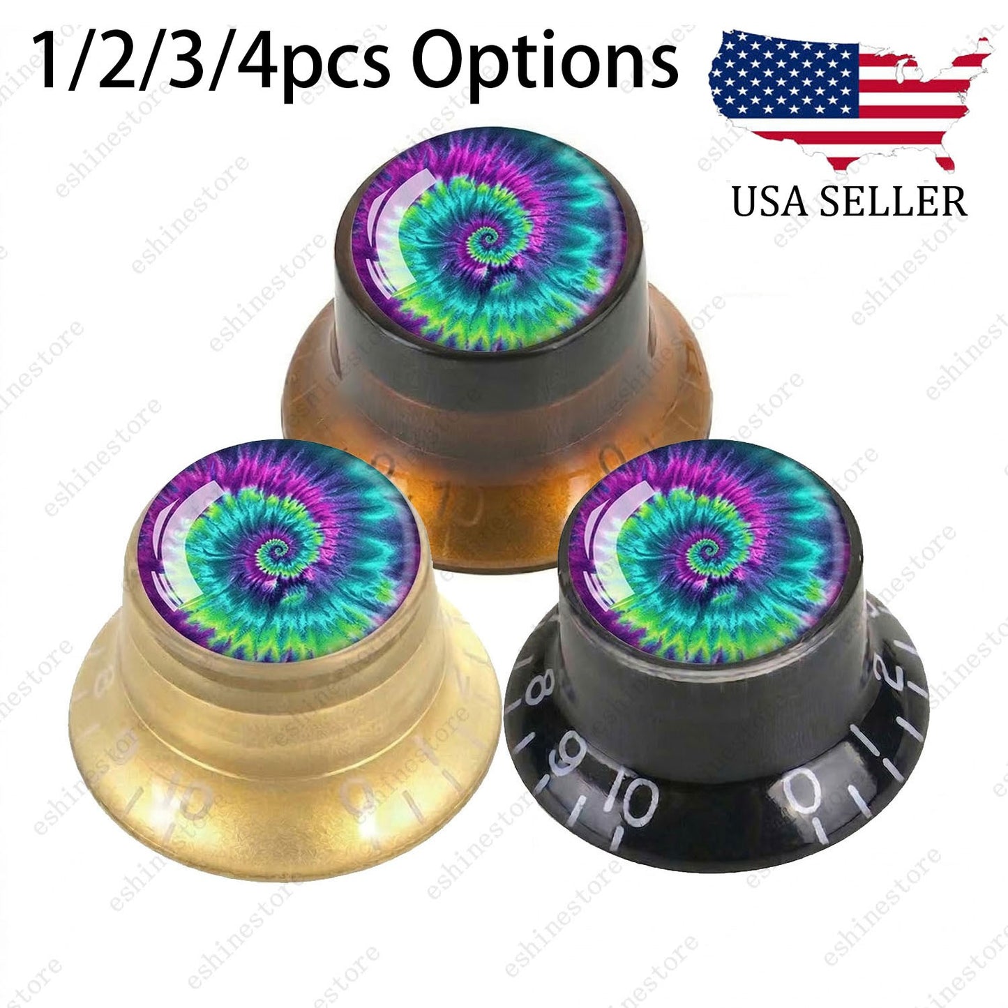 Guitar Reflector Knobs with Spiral Tie Dye Cap Top Hat Knob for Les Paul SG - 03