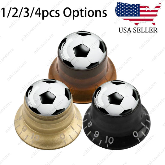Electric Guitar Reflector Knob w/ Soccer Design Cap Top Hat Knob for Les Paul SG