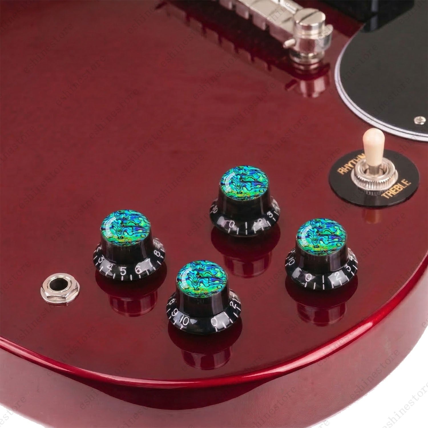 Guitar Reflector Knob with Seashell Pattern Cap Top Hat Knob for Les Paul SG -04