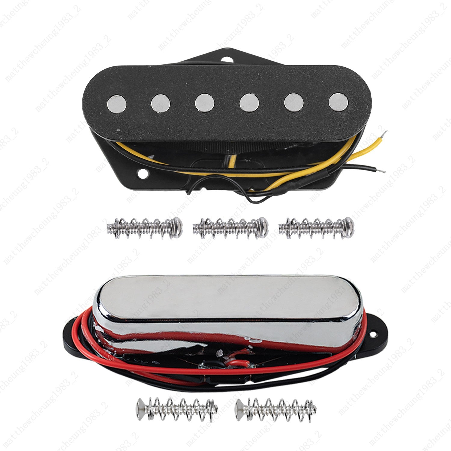 A set of Ceramic Single Coil Neck+Bridge Pickup for TELE Guitars - Chrome+Black