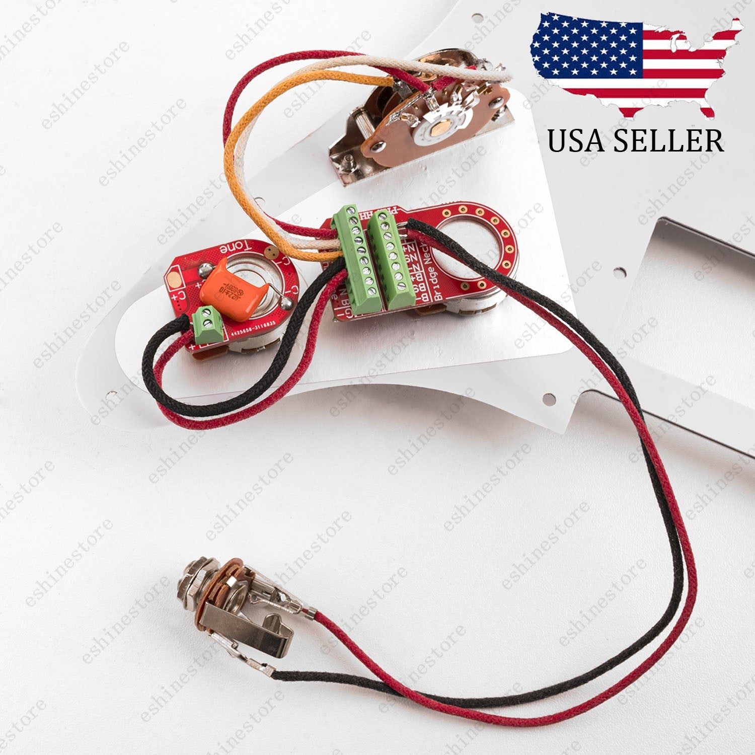 Solderless H-H Wiring Harness Premium Brass Pots + 3-Way Switch for Stratocaster