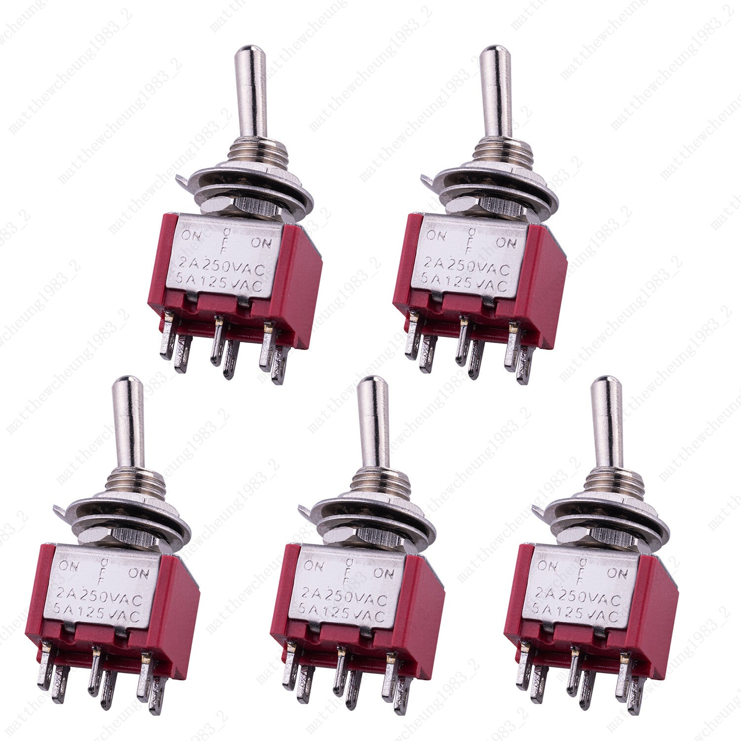 Guitar DPDT Red 3 Way 6 Pin ON OFF ON  Electric Guitar Mini Toggle Switches