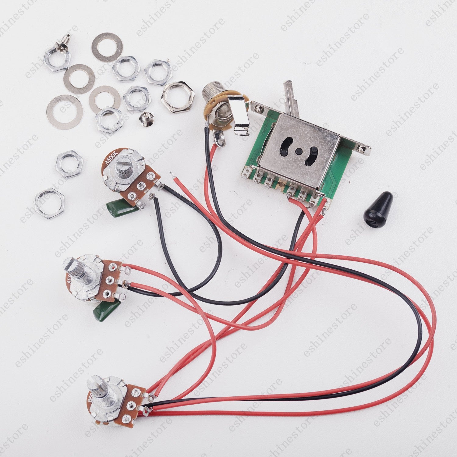 Guitar Wiring Harness set 2T1V A/B500k Pots with 5-Way Switch for Stratocaster