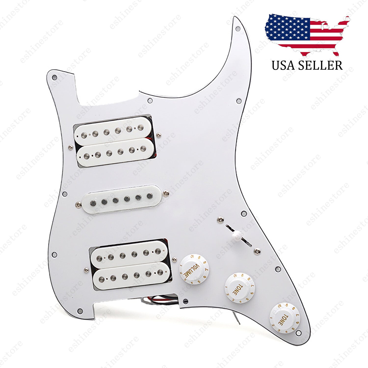 Loaded Strat Pickguard Prewired HSH Pickguard with Ceramic Pickups White-White