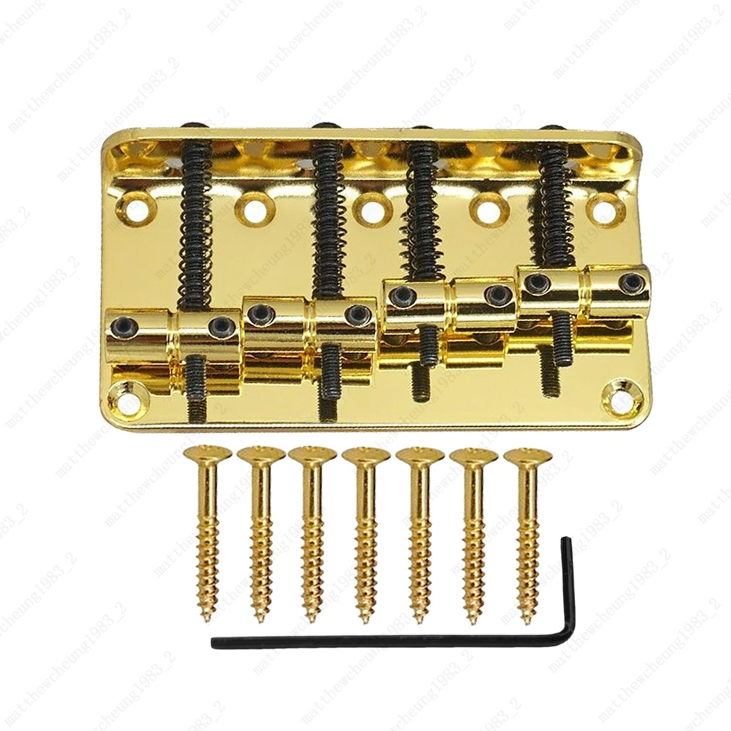 4-String 80MM Hard Tail Fixed Bass Guitar Bridge for Jazz/Precision Bass - Gold
