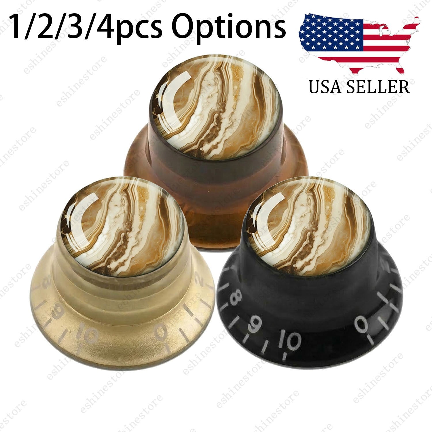 Guitar Reflector Knobs with Marble Texture Cap Top Hat Knob for Les Paul SG - 10