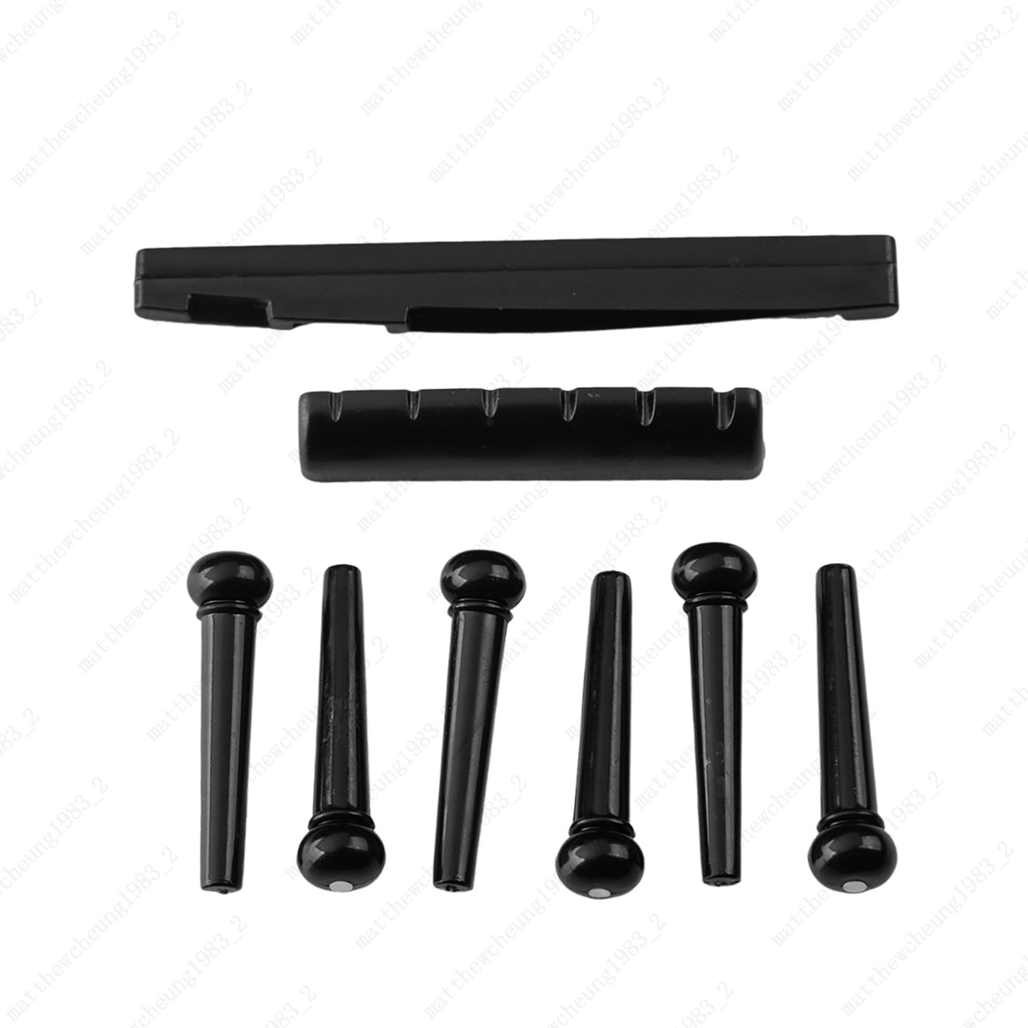 1 set of Plastic 6-String Guitar Nut & Saddle + Bridge Pin for Acoustic Guitar