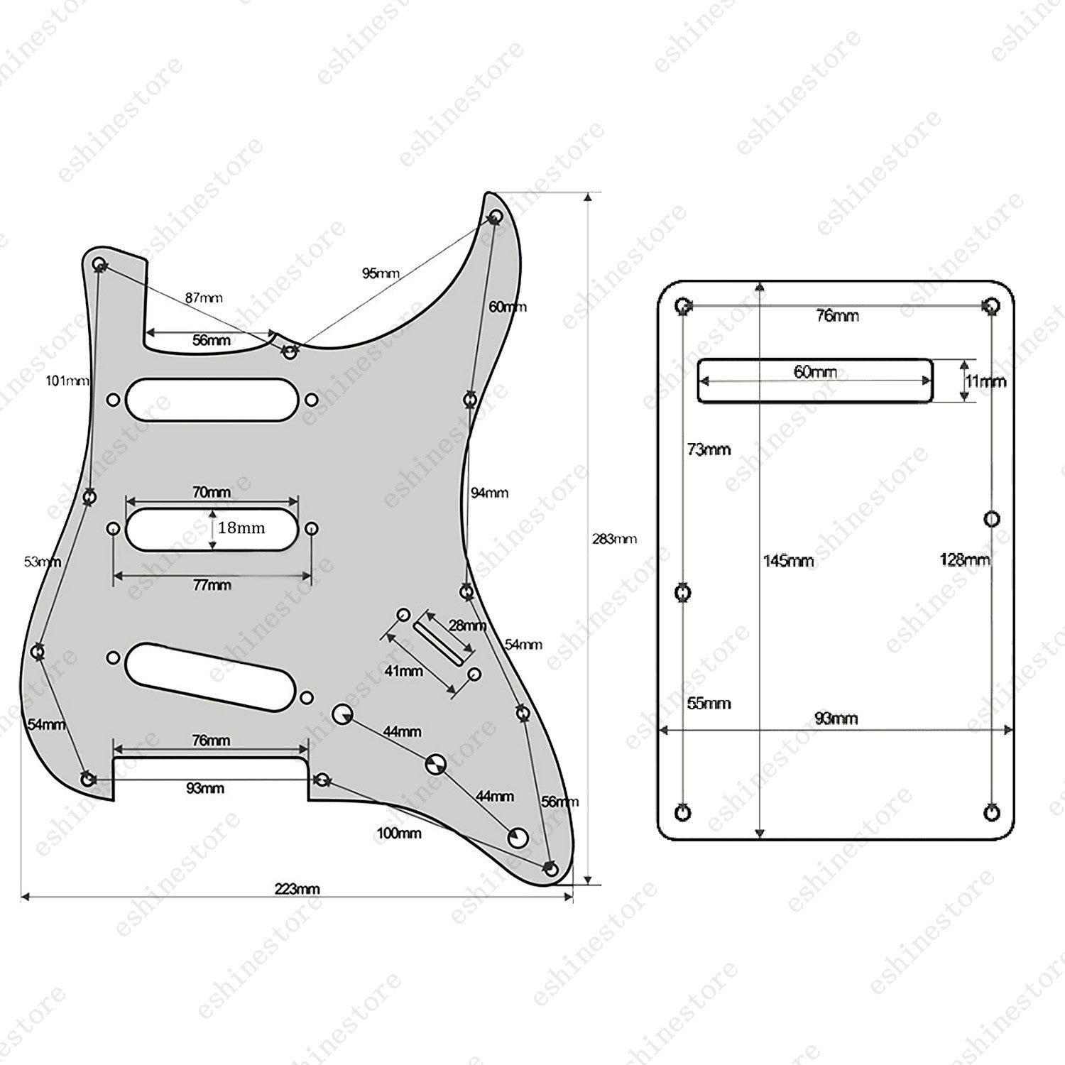 Guitar SSS 3Ply Pickguard&Back Plate for USA MIM Standard Fender ST Multicolors