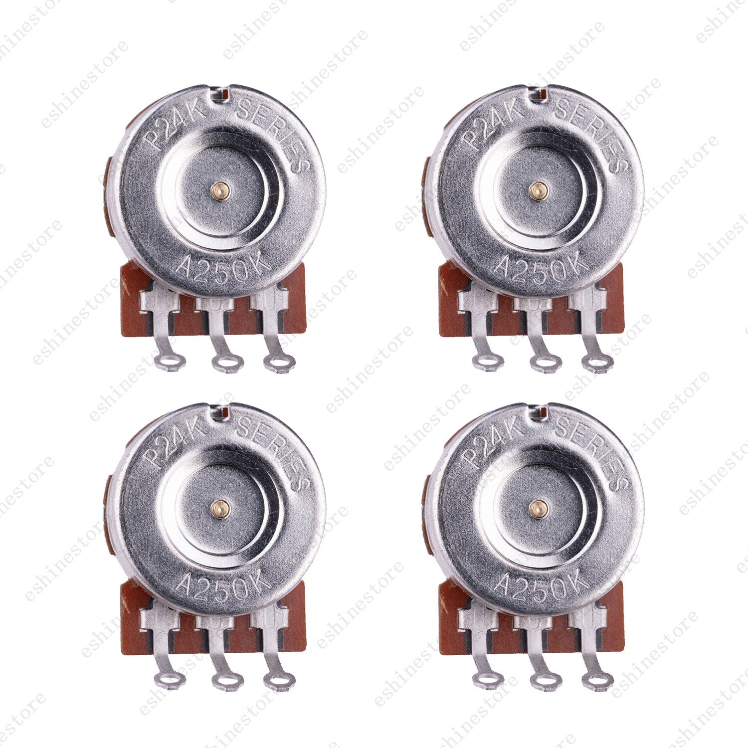 4 pcs A250K Guitar Potentiometers Brass 15mm Short Shaft Pot US 24 Spline Fine