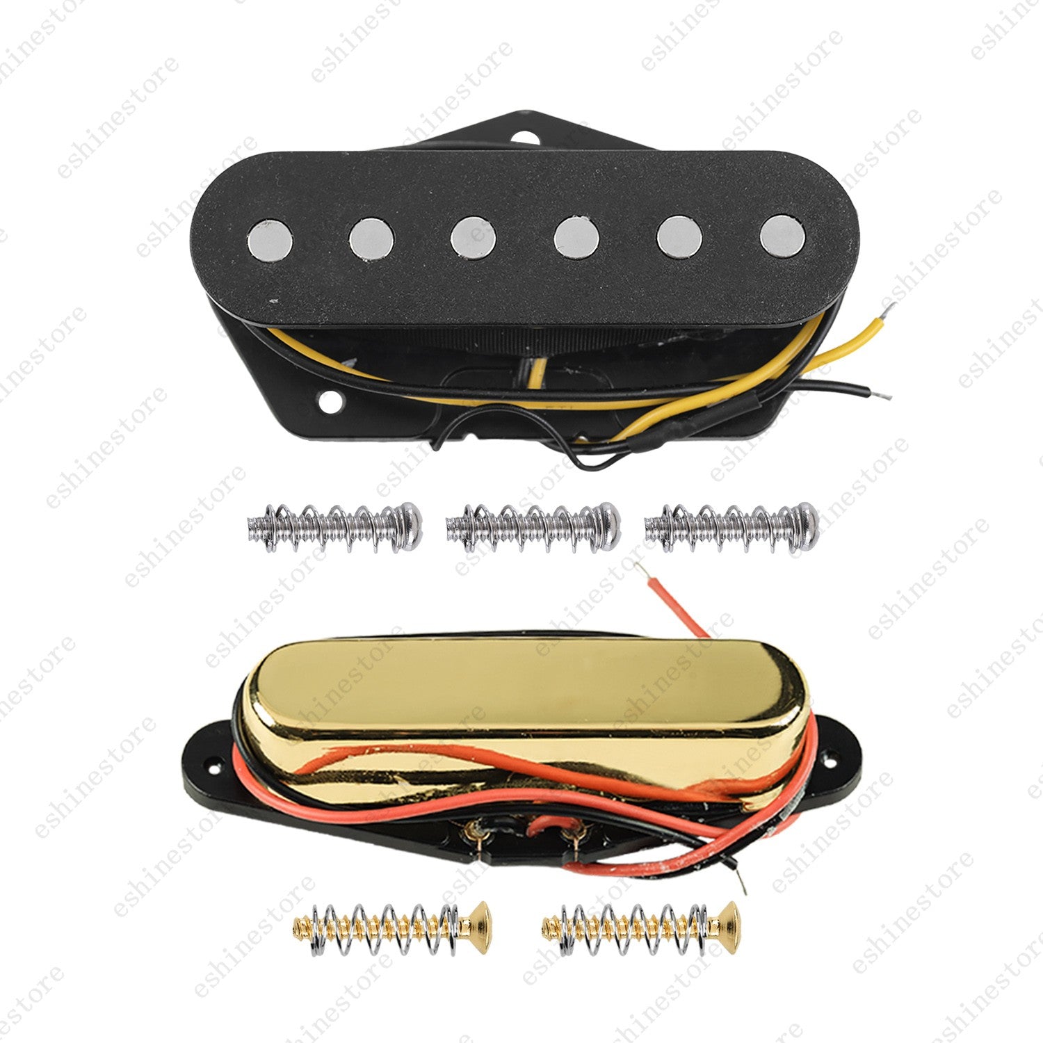 Electric Guitar Ceramic Single Coil Neck & Bridge Pickup Gold+Black for TELE