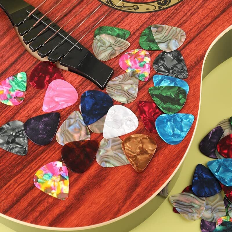 24 Pcs Colorful Celluloid Guitar Pick Electric Acoustic Guitars 0.46-1.2mm w/Box