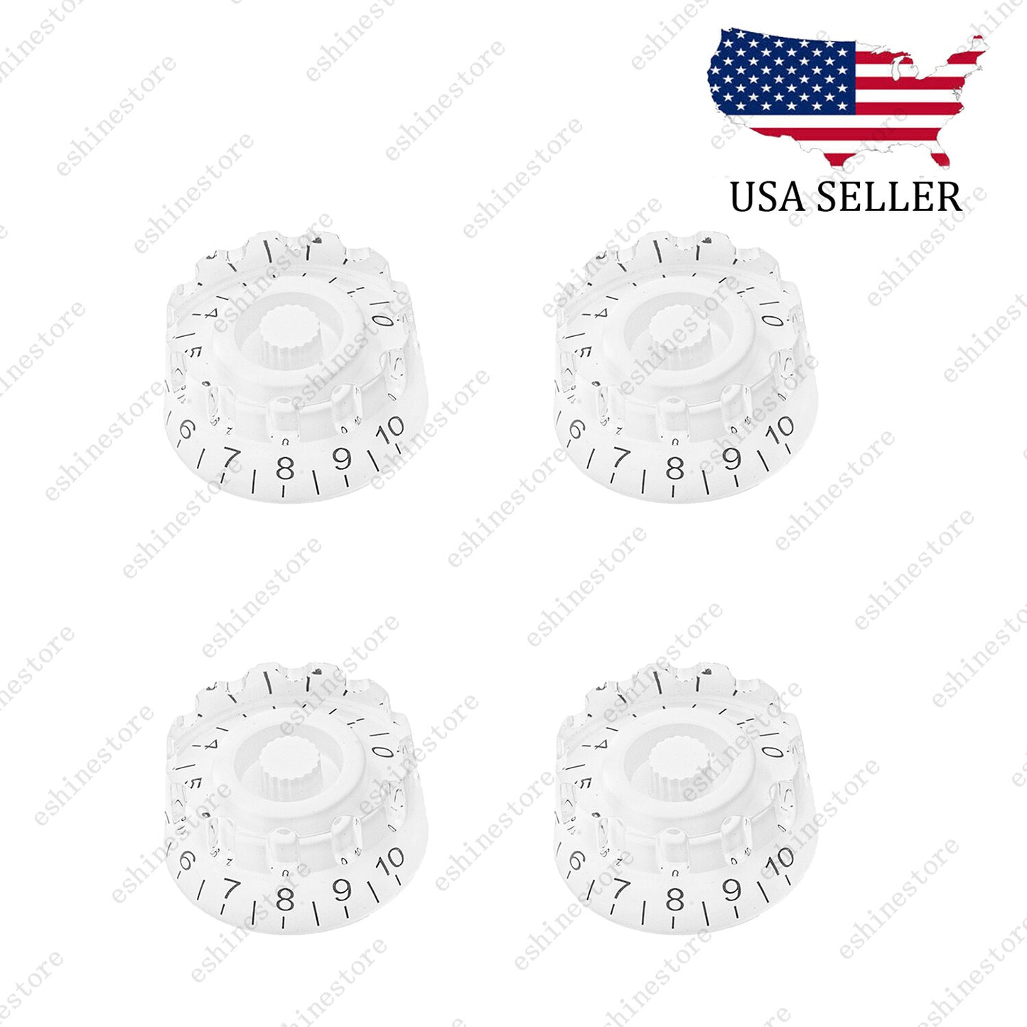 4x White LP Guitar Knurled Control Knobs Speed Metric Knob For Les Paul SG