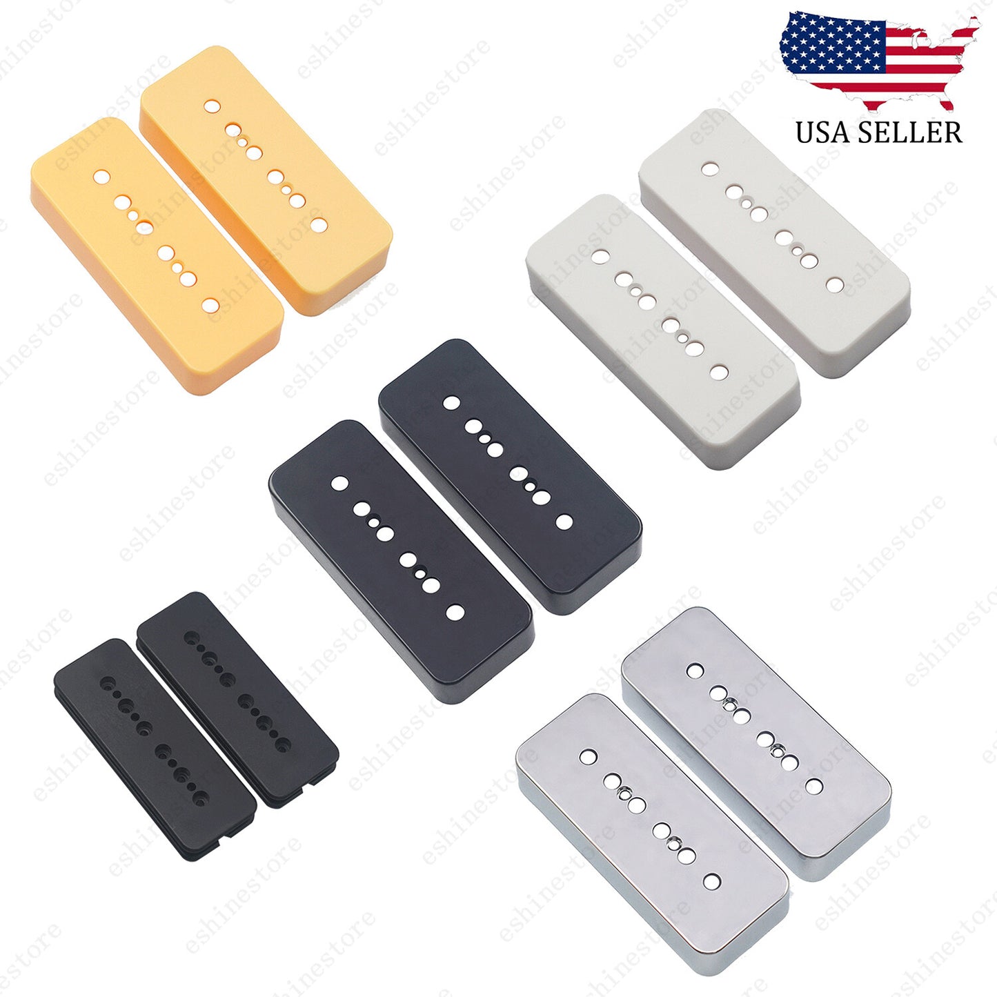 P90 Soapbar Pickup Cover Black White Silver Cream 50mm / 52mm Pole LP SG Guitar