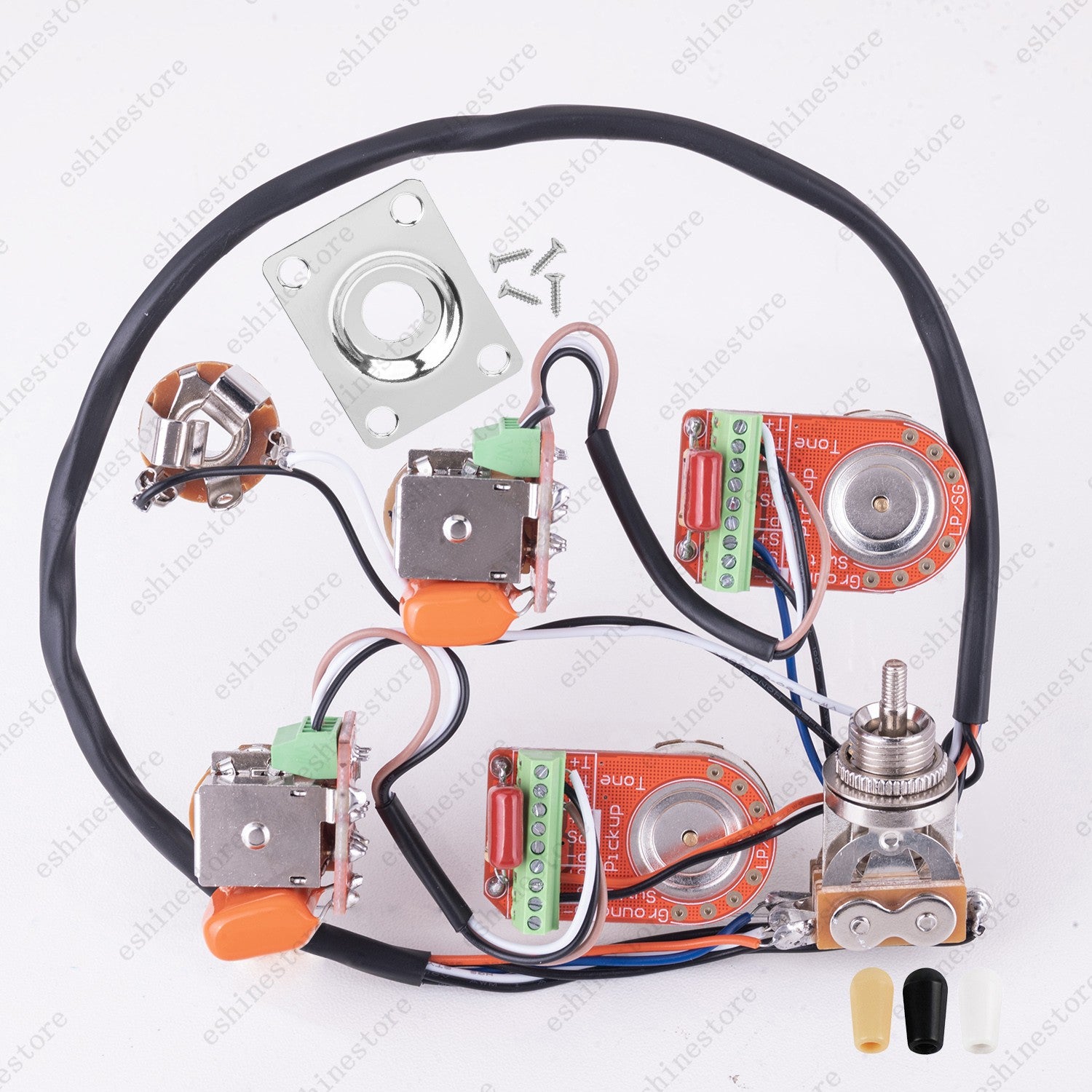 Solderless Prewired Harness 3-Way Switch A/B500K Push-Push Pot Coil Split for LP